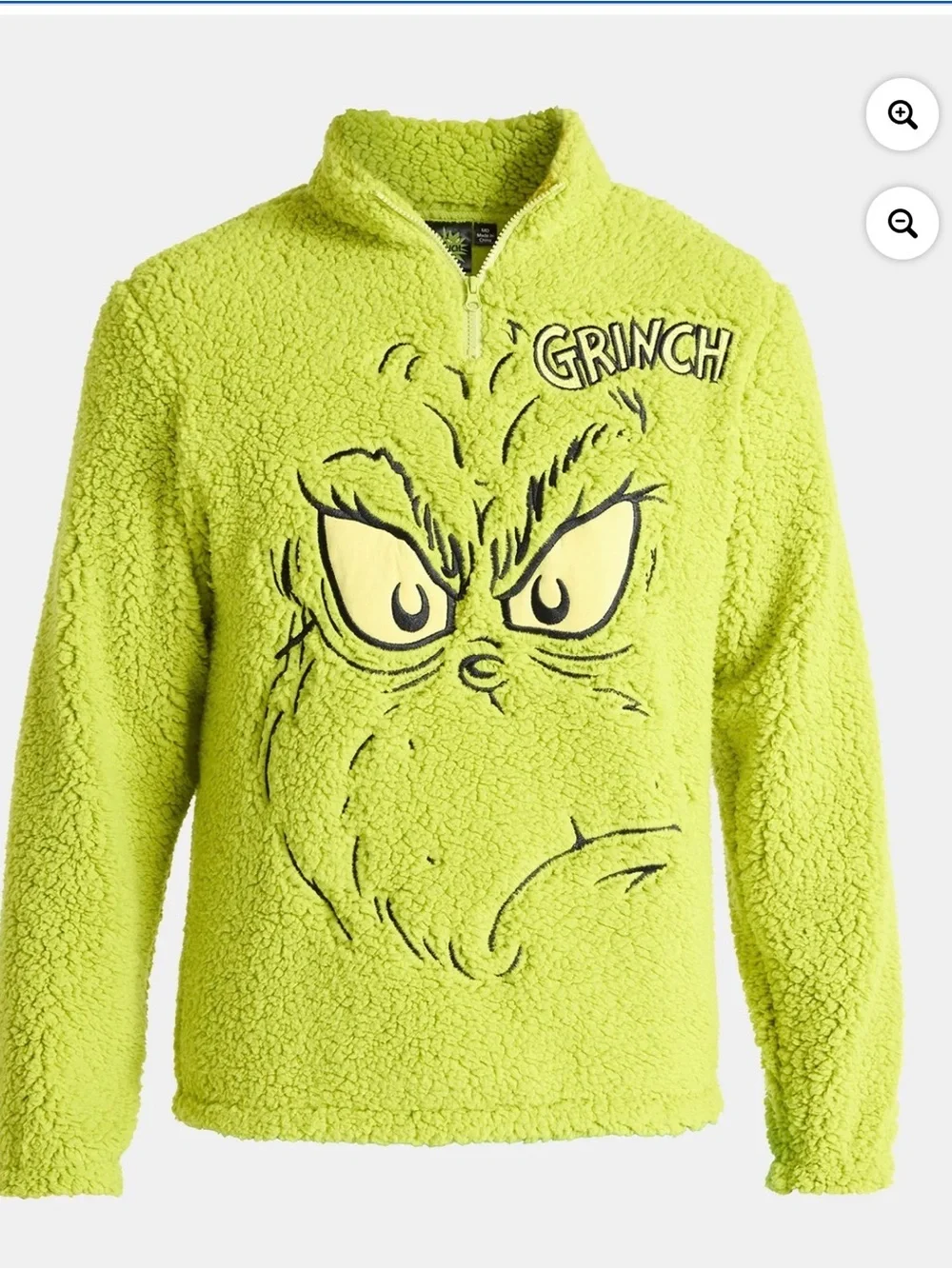 Yellow Green Grinch Fleece Pullover Turtleneck Sweater